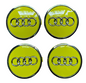 SET OF 4 AUDI YELLOW SILVER ALLOY WHEEL CENTRE CAPS WITH CHROME RING   61MM (4M0601170) Fit A3 A4 A5
