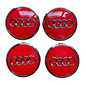 SET OF 4 AUDI Red ALLOY WHEEL CENTRE CAPS WITH CHROME RING   61MM (4M0601170) Fit A3 A4 A5