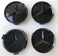 SET OF 4 MERCEDES Full Black Gloss ALLOY WHEEL CENTRE CAPS 75MM Fit A CLASS, C CLASS, E CLASS, S CLASS, AMG