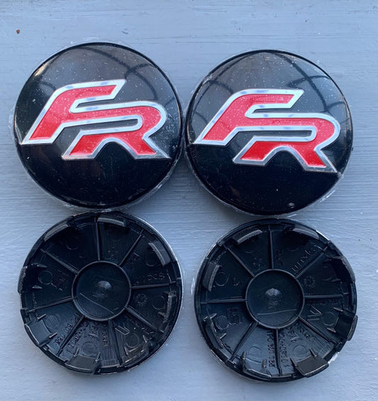 SET OF 4 Seat BLACK FR ALLOY WHEEL CENTRE CAPS 63MM Fit Many Models
