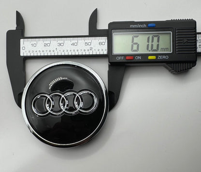 AUDI BLACK ALLOY WHEEL CENTRE CAPS WITH CHROME RING  61MM (4M0601170) Fit A3 A4 A5(#AMEAU18BLACK)