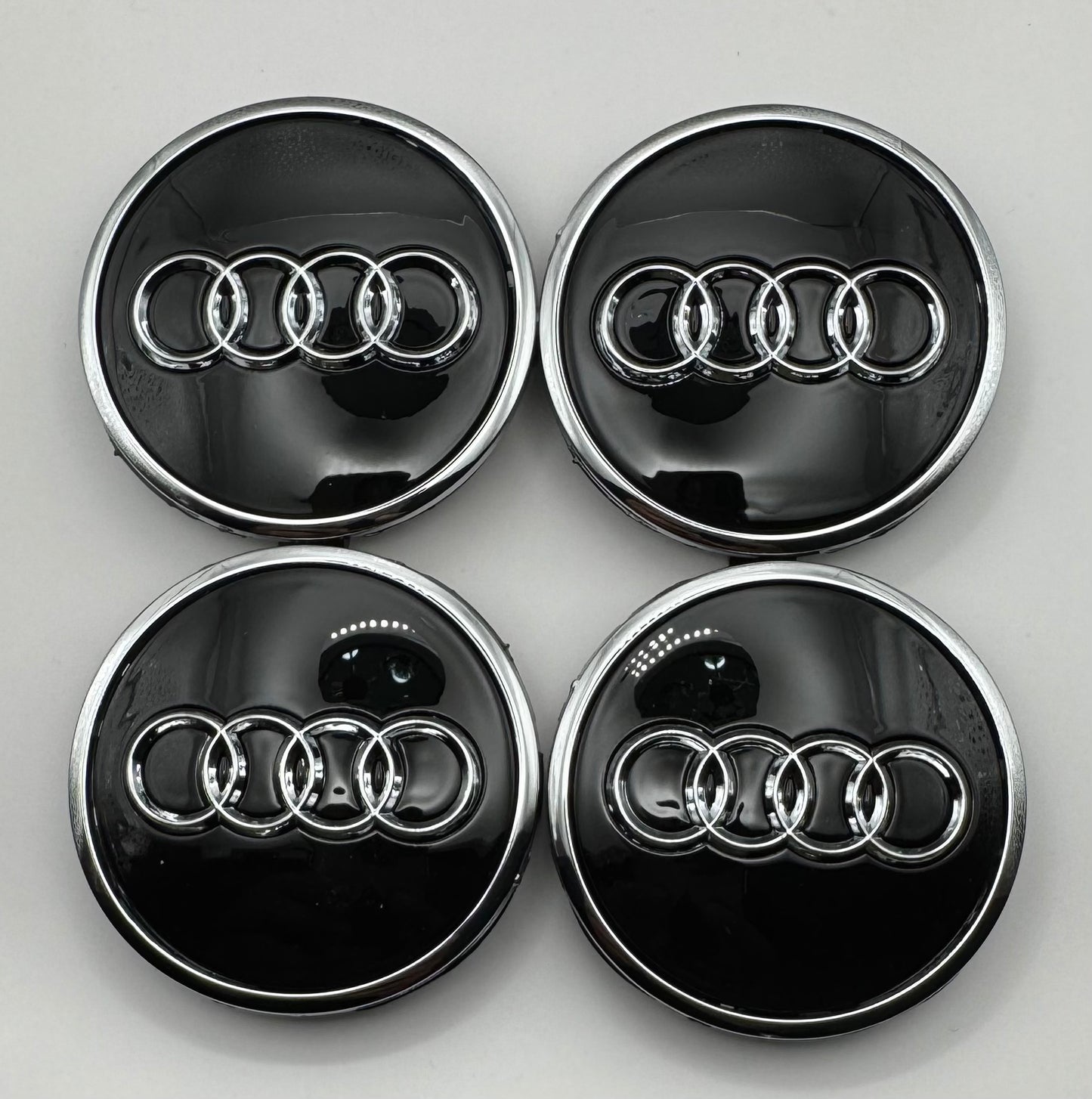 AUDI BLACK ALLOY WHEEL CENTRE CAPS WITH CHROME RING  61MM (4M0601170) Fit A3 A4 A5(#AMEAU18BLACK)
