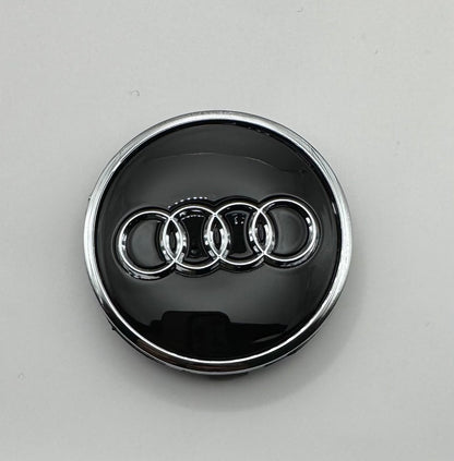 AUDI BLACK ALLOY WHEEL CENTRE CAPS WITH CHROME RING  61MM (4M0601170) Fit A3 A4 A5(#AMEAU18BLACK)