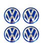 SET OF 4 Volkswagen VW BLUE ALLOY WHEEL CENTRE CAPS Emblem Stickers 60mm