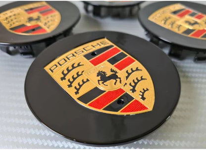 Porsche Black Alloy Wheel Center Caps 65mm