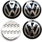 SET OF 4 Volkswagen VW Black ALLOY WHEEL CENTRE CAPS Emblem Stickers 40mm