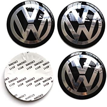 SET OF 4 Volkswagen VW BLACK ALLOY WHEEL CENTRE CAPS Emblem Stickers 56mm