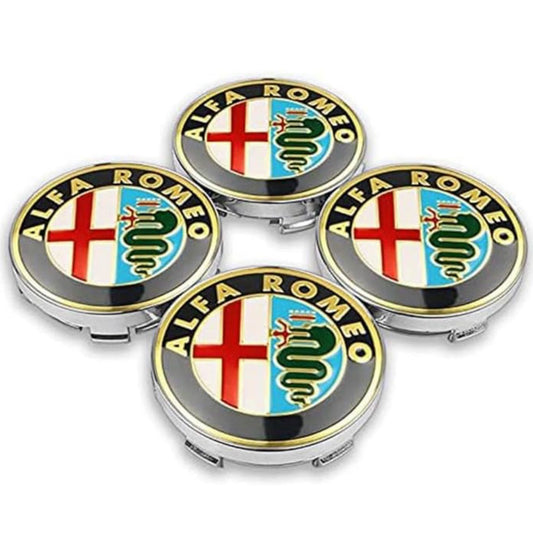 SET OF 4 Alfa Romeo Red ALLOY WHEEL CENTRE CAPS 60MM