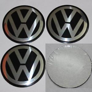 SET OF 4 Volkswagen VW BLACK ALLOY WHEEL CENTRE CAPS Emblem Stickers 56mm