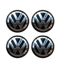 SET OF 4 Volkswagen VW BLACK ALLOY WHEEL CENTRE CAPS Emblem Stickers 56mm