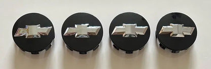 SET OF 4 Chevrolet Black ALLOY WHEEL CENTRE CAPS 83MM