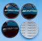 SET OF 4 Mercedes Benz Black AMG ALLOY WHEEL CENTRE CAPS Emblem Stickers 65mm