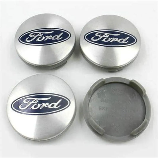 SET OF 4 FORD Silver ALLOY WHEEL CENTRE CAPS 54mm