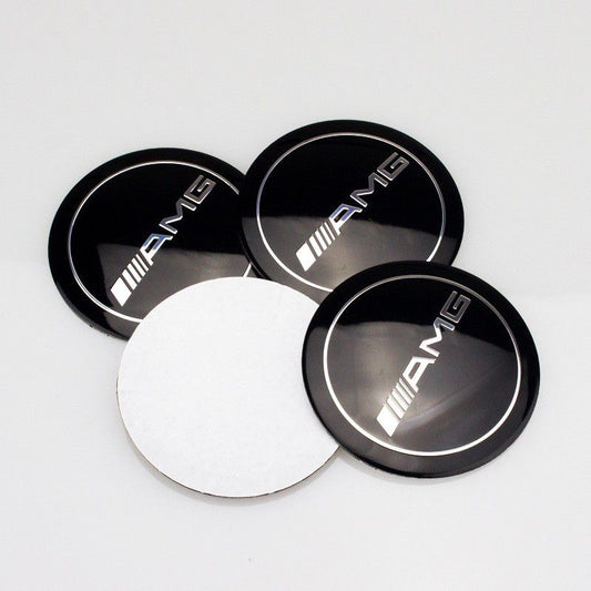 Set Of 4 Mercedes Benz Black AMG Alloy Wheel Center Caps Emblem Stickers 56mm
