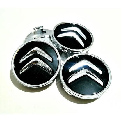 SET OF 4 Citroen Black ALLOY WHEEL CENTRE CAPS 60MM