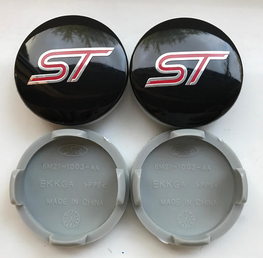 SET OF 4 FORD ST Red ALLOY WHEEL CENTRE CAPS 54mm