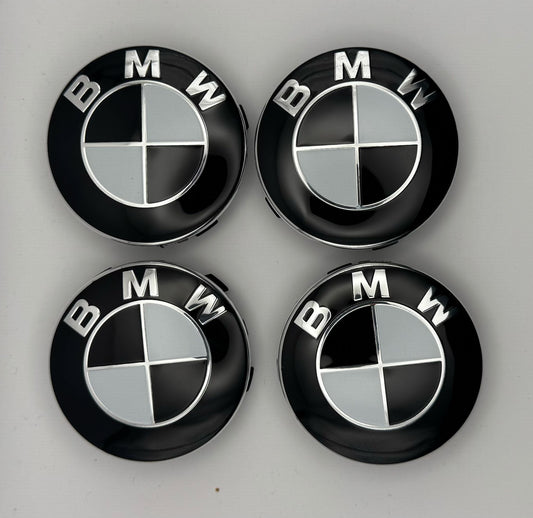Black and White  BMW 56mm Hub Wheel  Center Caps